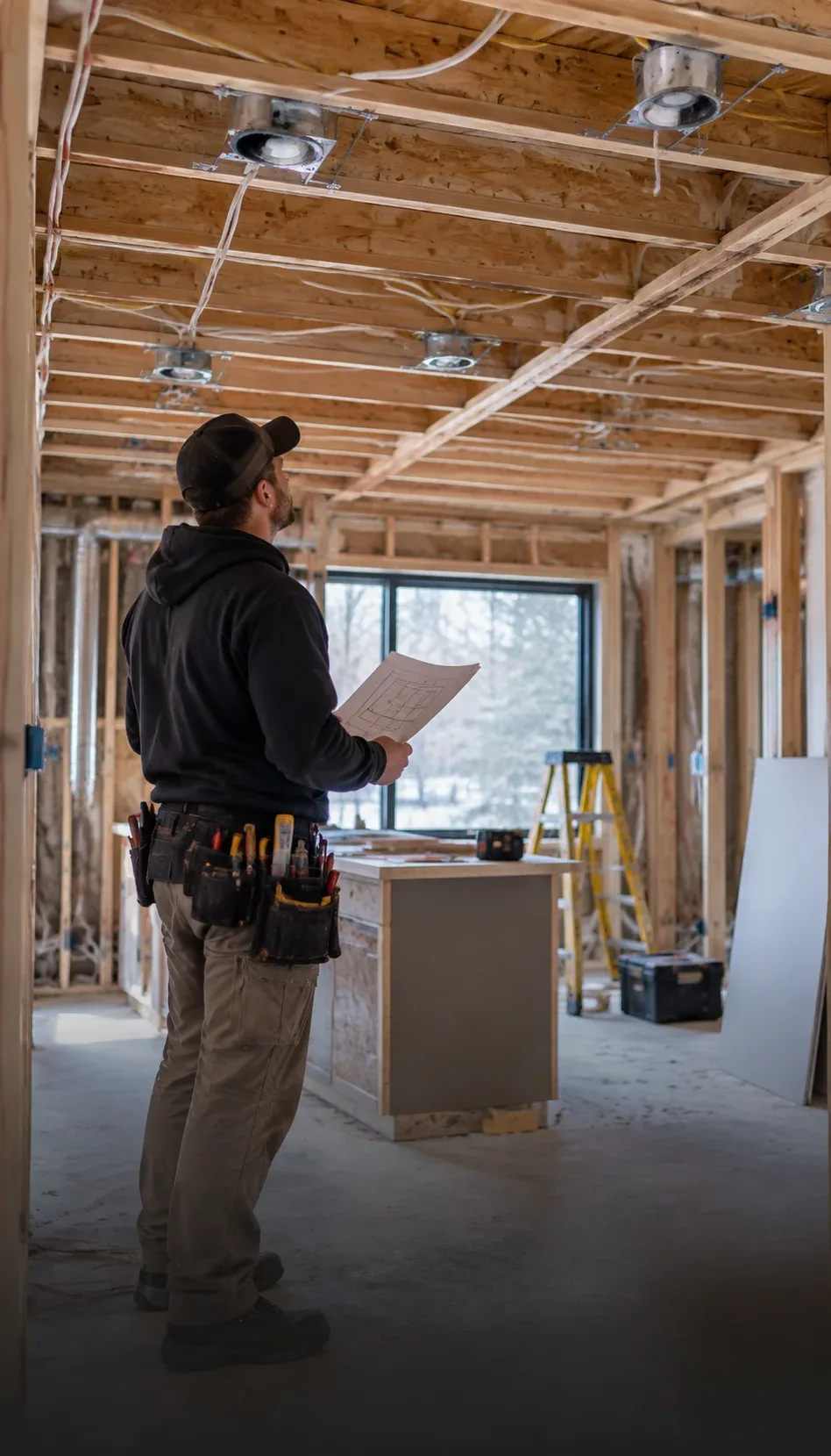 Industrial electrical technician inspecting facility systems
